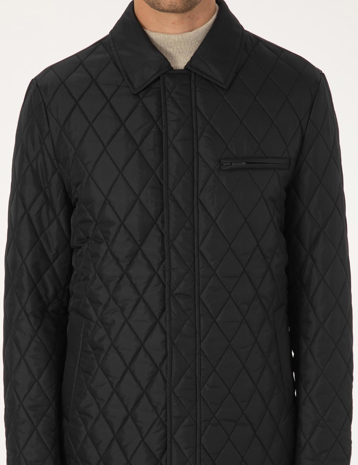 Siyah Gömlek Yaka Mont - 50313920023