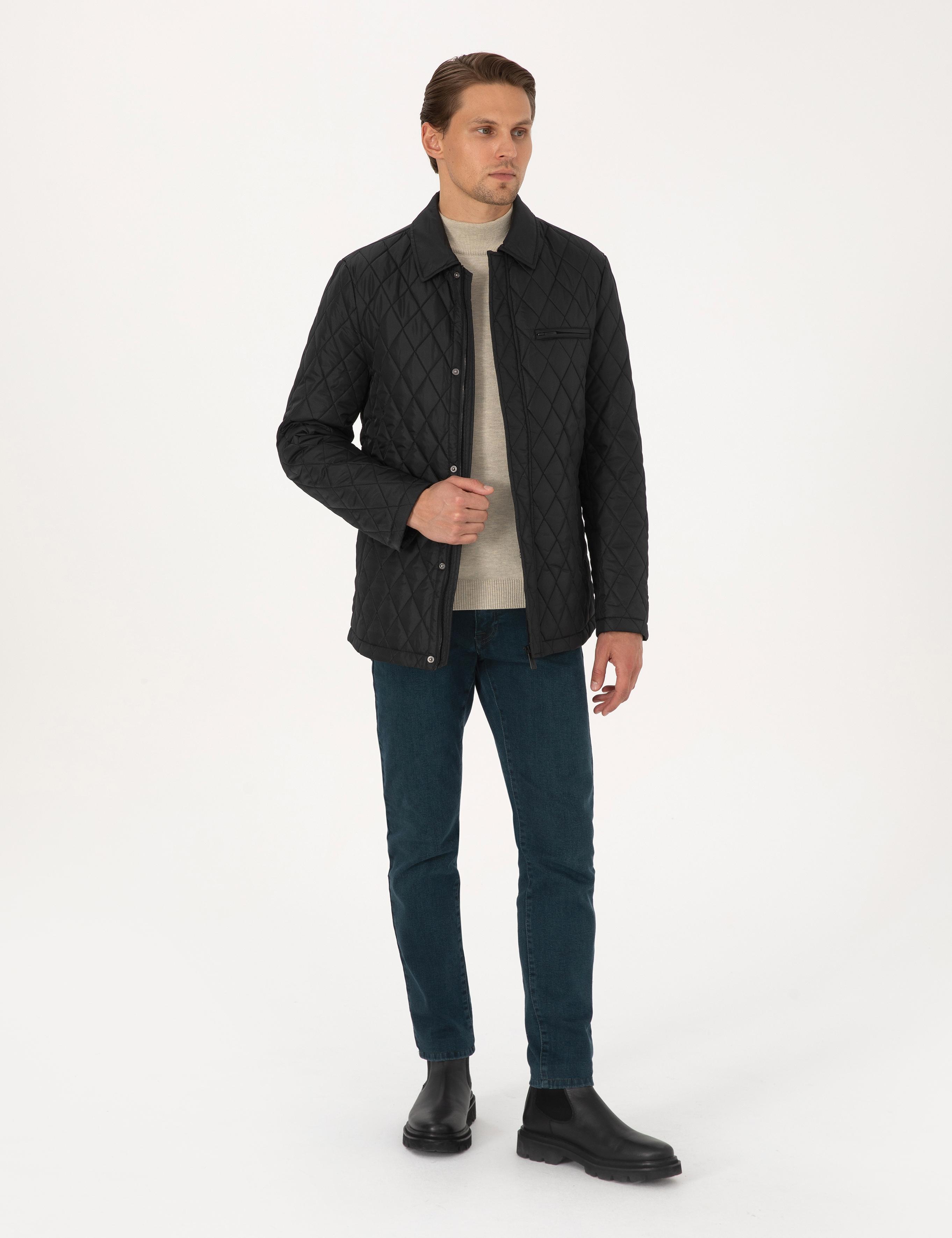 Siyah Gömlek Yaka Mont