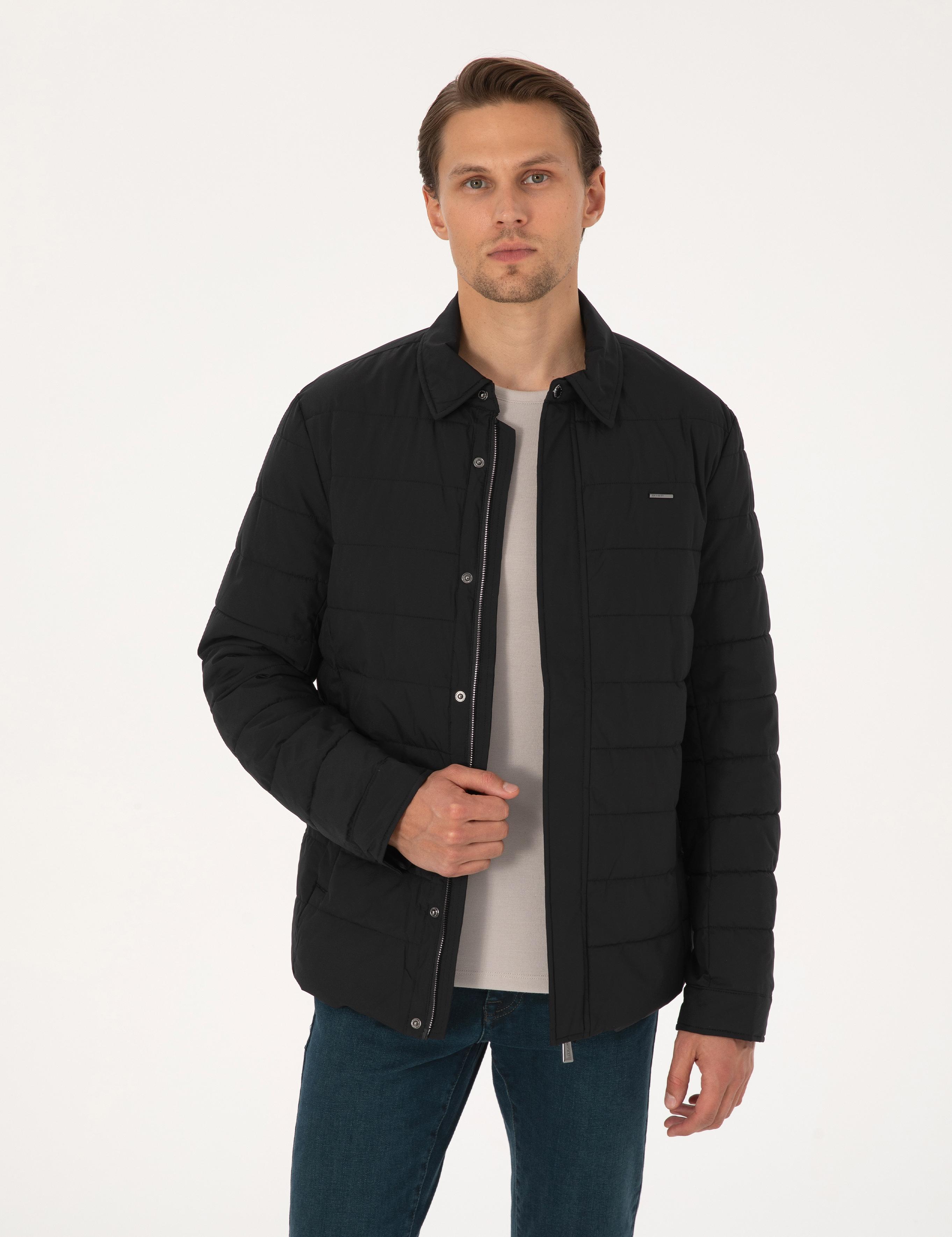 Siyah Gömlek Yaka Mont