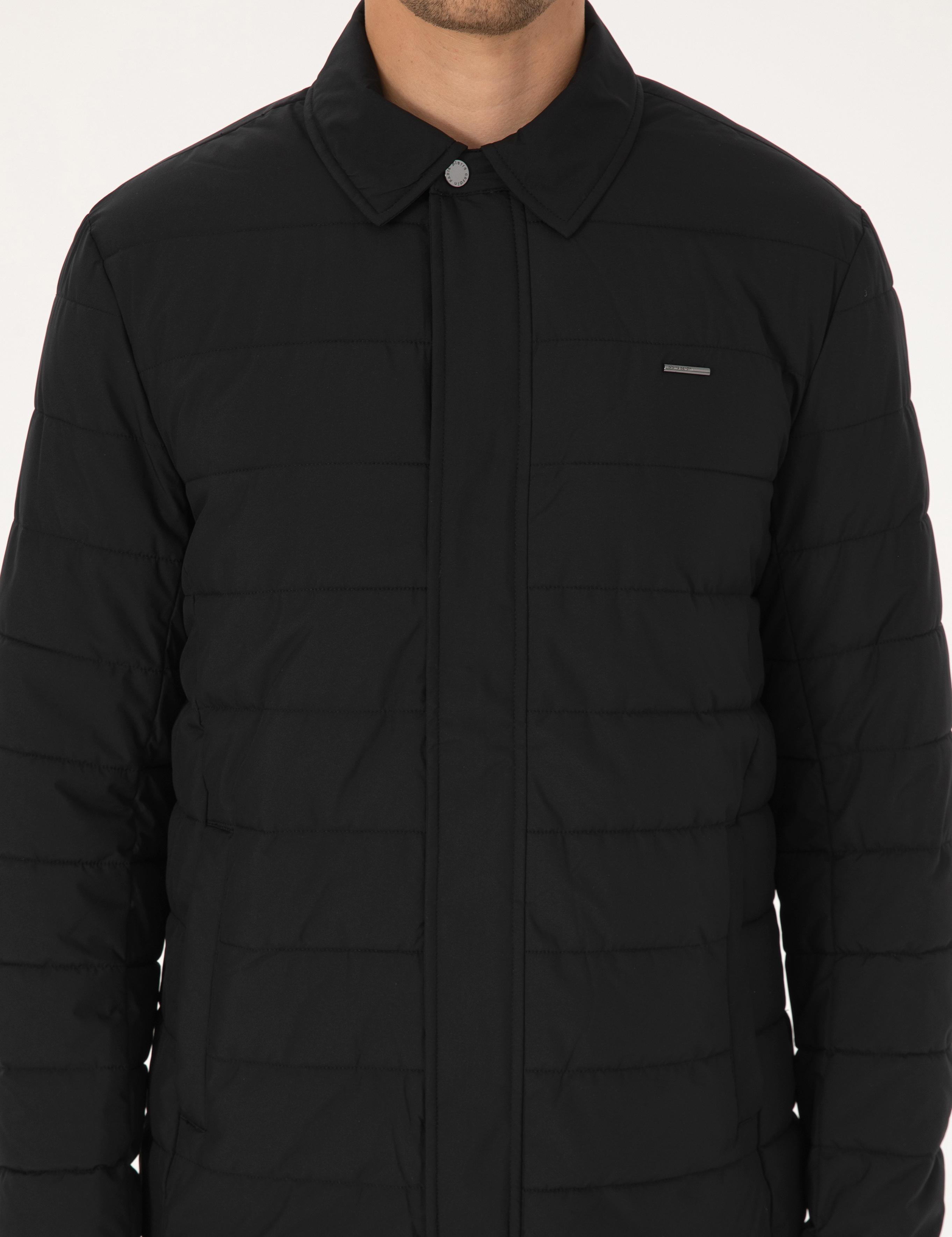 Siyah Gömlek Yaka Mont