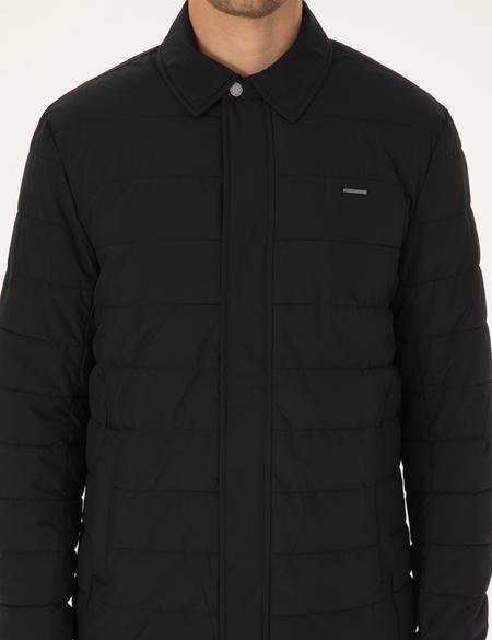 Siyah Gömlek Yaka Mont - 50313938006