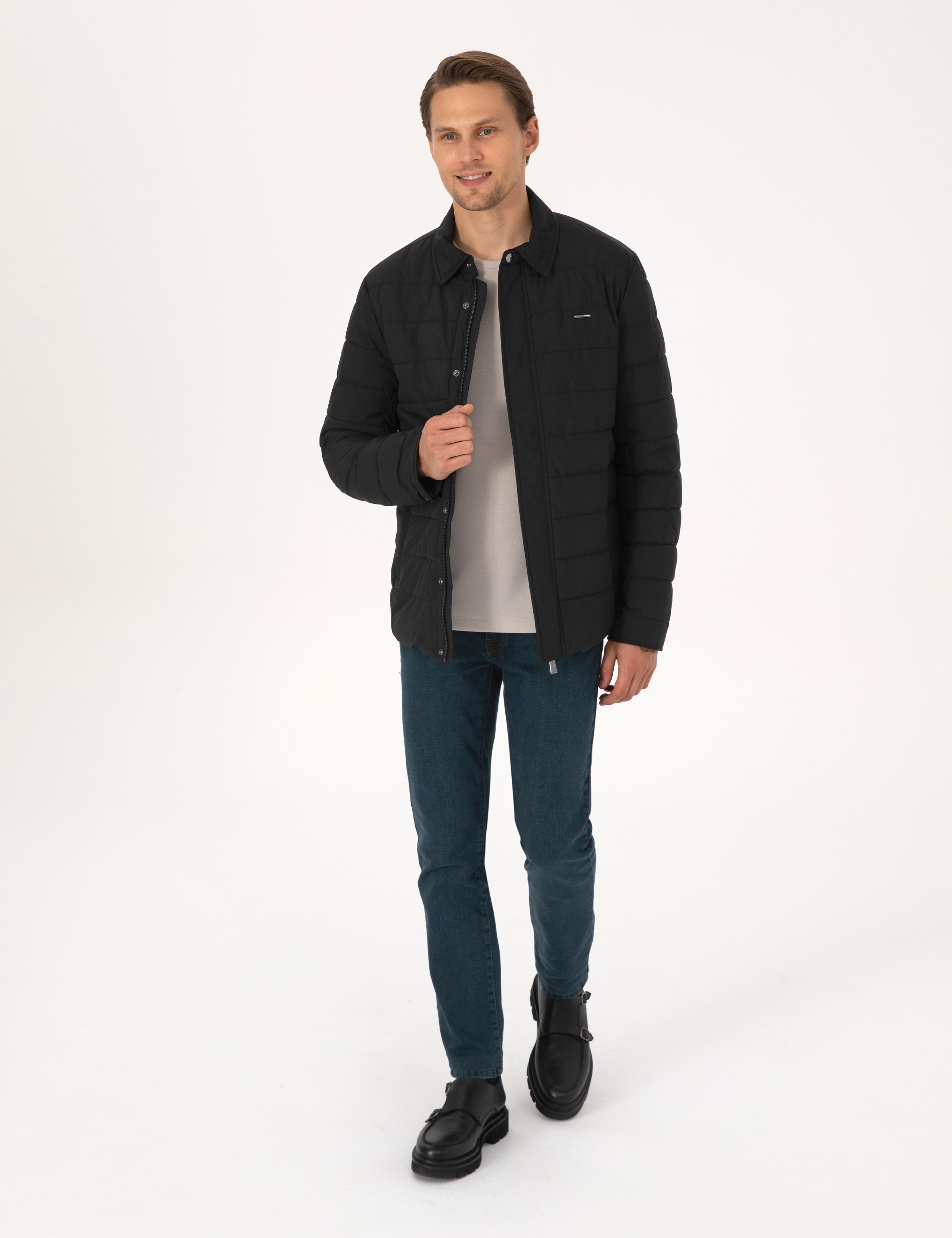 Siyah Gömlek Yaka Mont