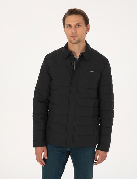 Siyah Gömlek Yaka Mont - 50313938006