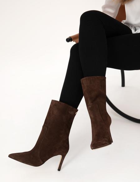 Kahverengi Topuklu Deri Bot - 50315593003