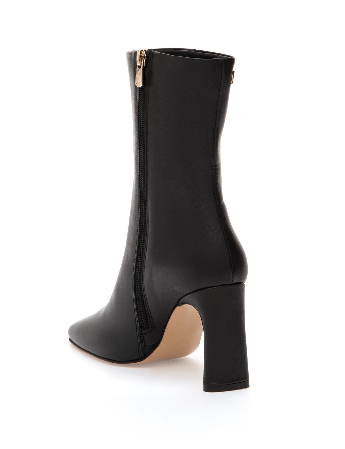 Siyah Topuklu Deri Bot - 50315601004