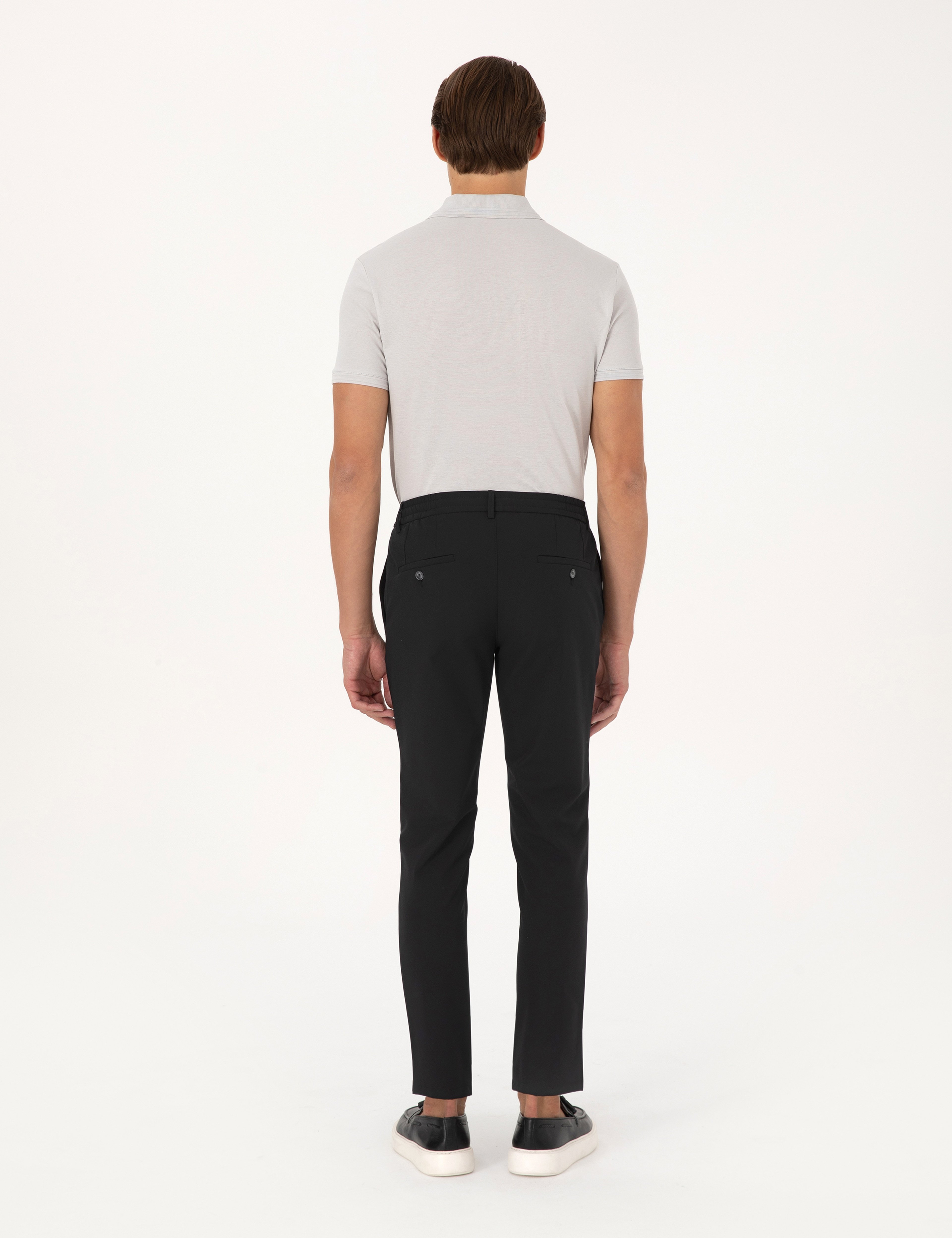 Siyah Beli Kordonlu Klasik Jogger Pantolon - Image 4