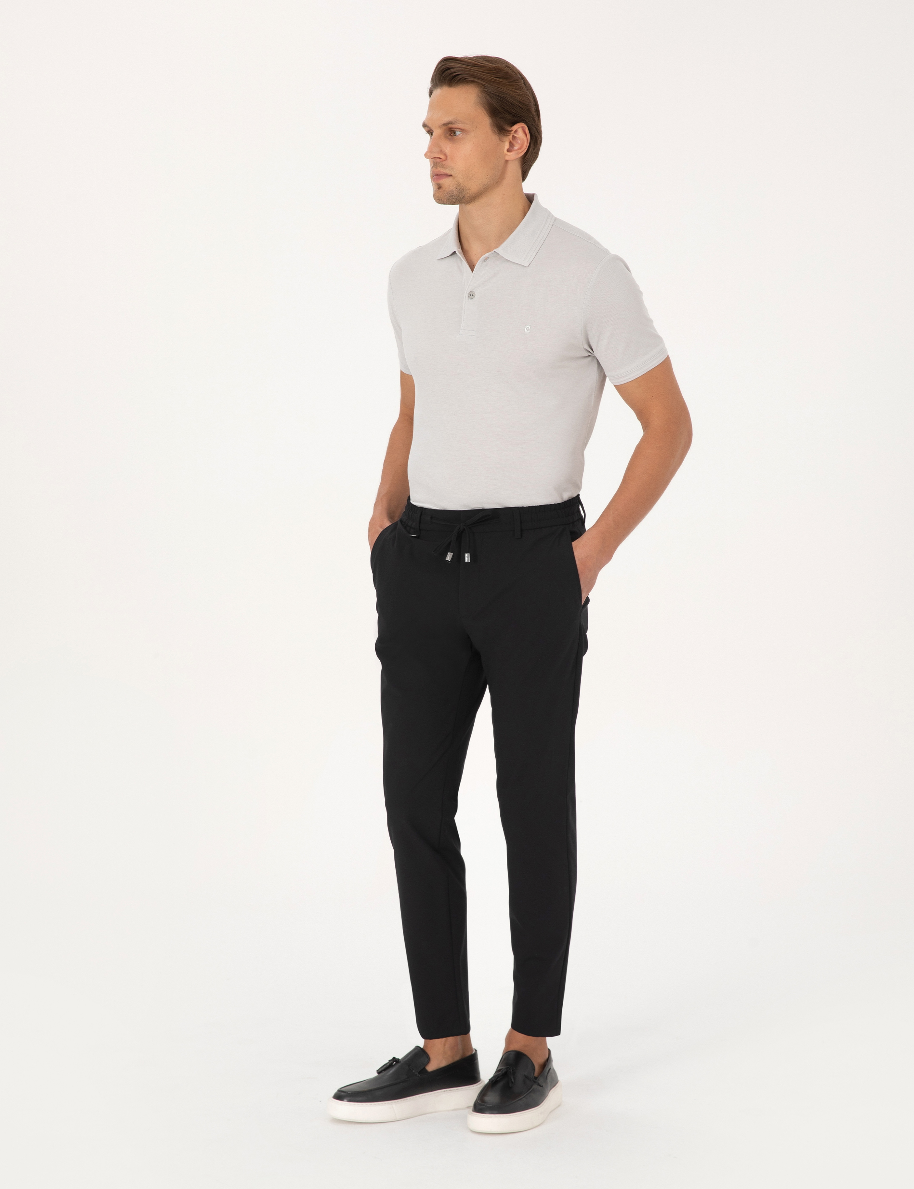 Siyah Beli Kordonlu Klasik Jogger Pantolon - Image 3