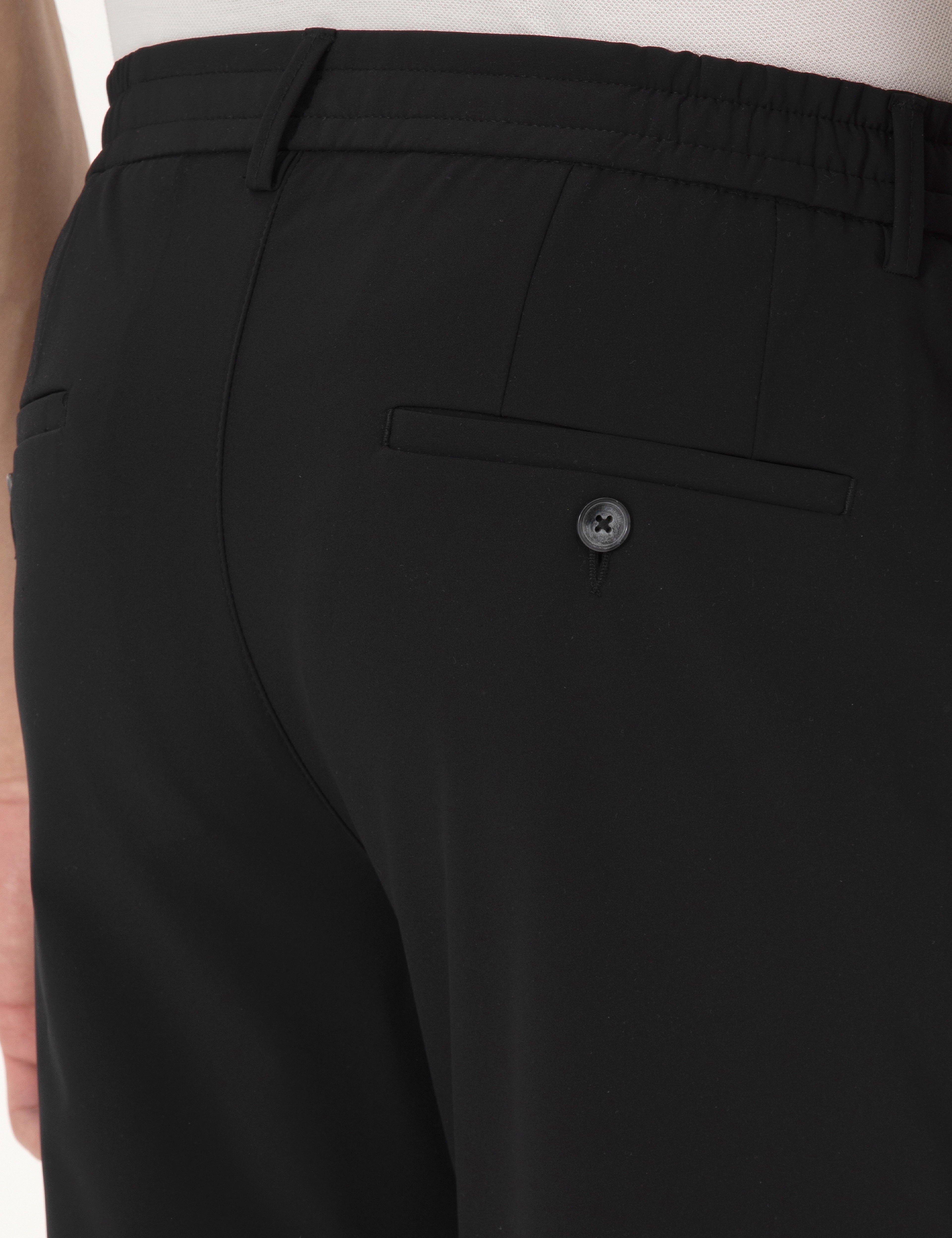 Siyah Beli Kordonlu Klasik Jogger Pantolon