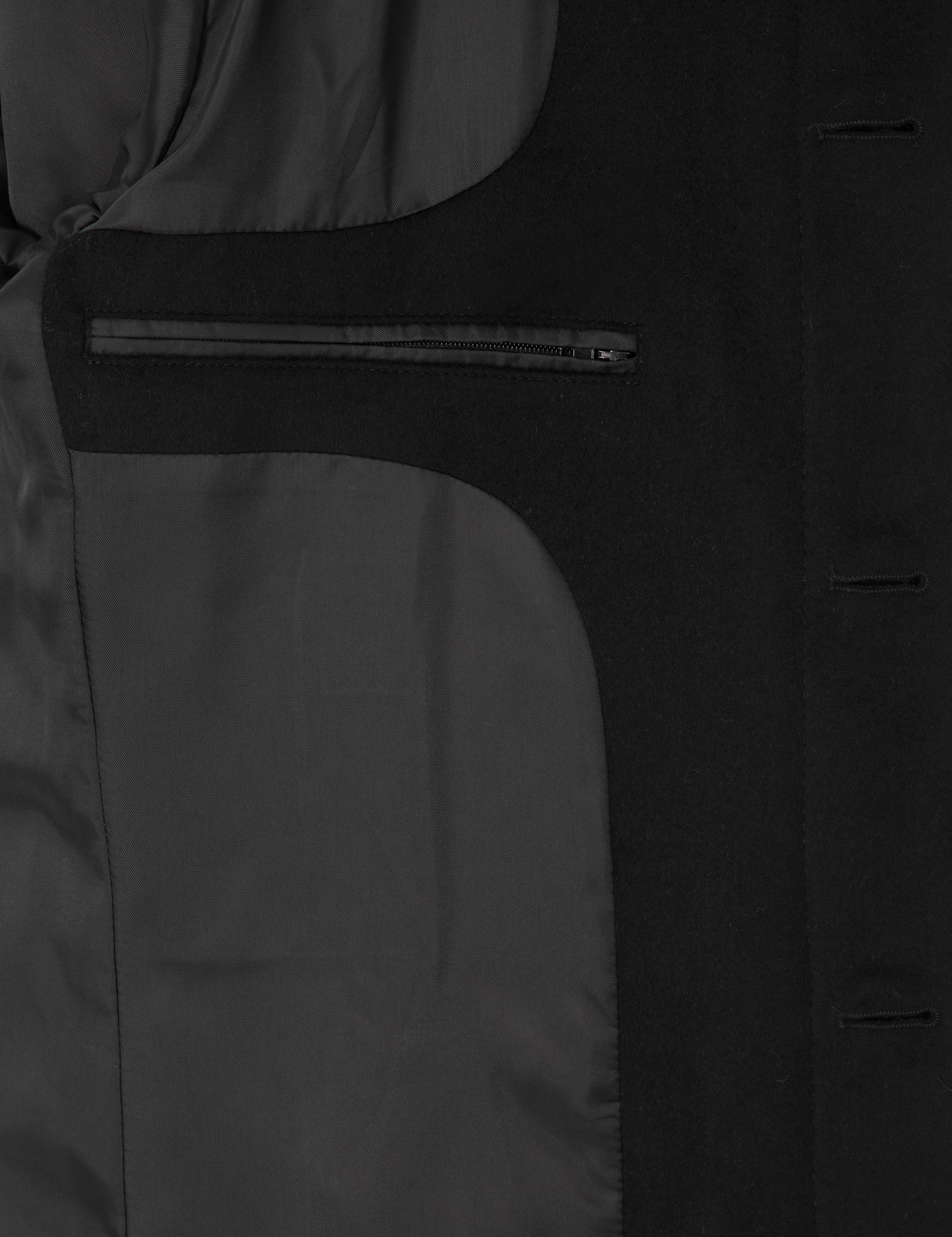 Siyah Slim Fit Yün Karışımlı Palto