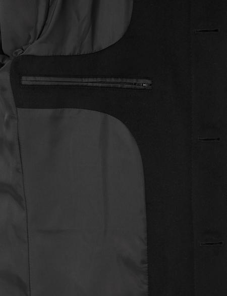 Siyah Slim Fit Yün Karışımlı Palto - 50314214009