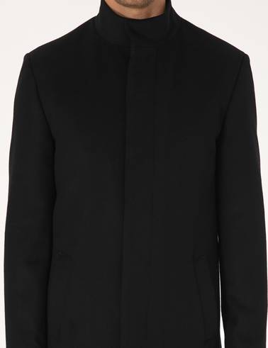 Siyah Slim Fit Yün Karışımlı Palto