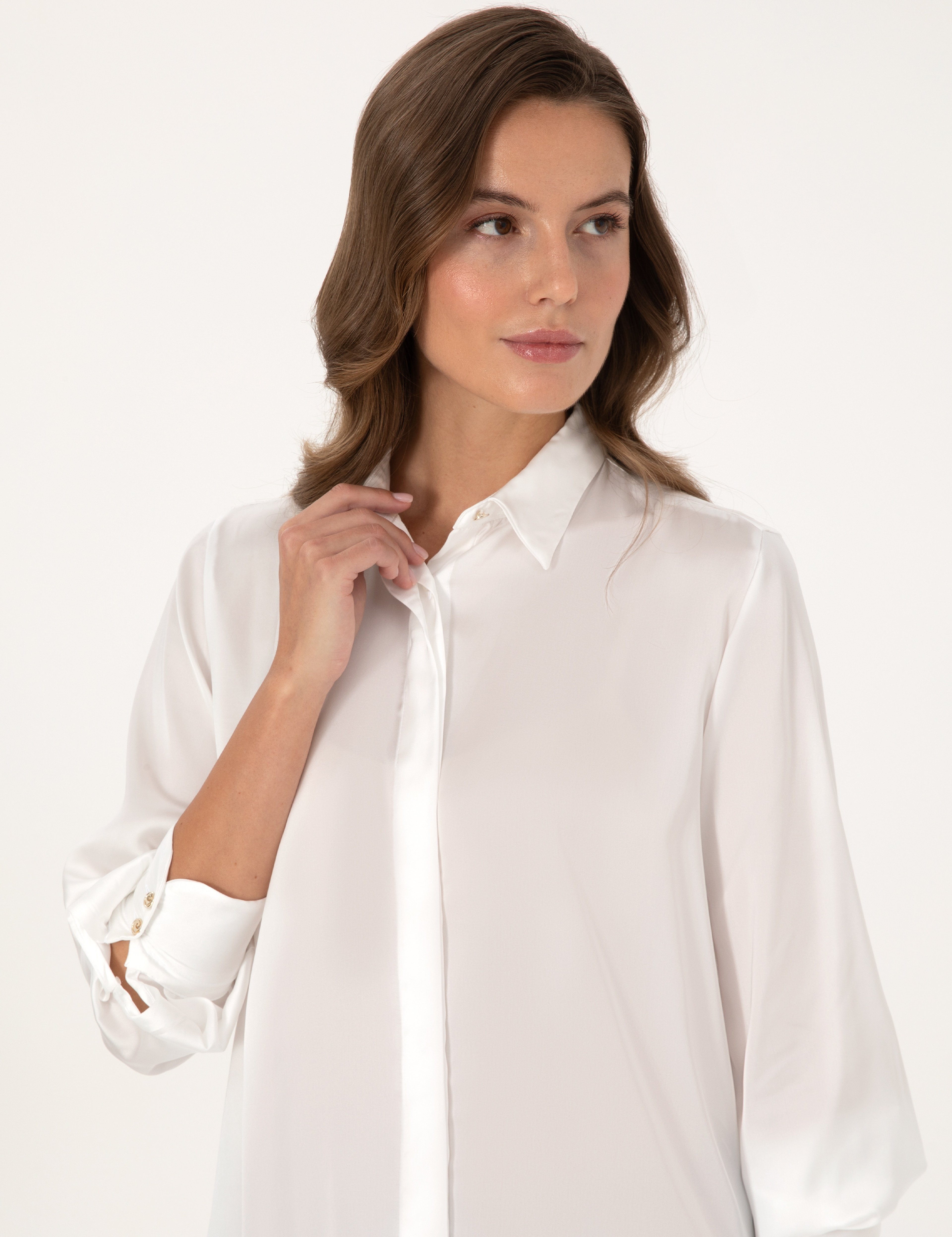 Ekru Comfort Fit Uzun Kollu Gömlek - Image 2
