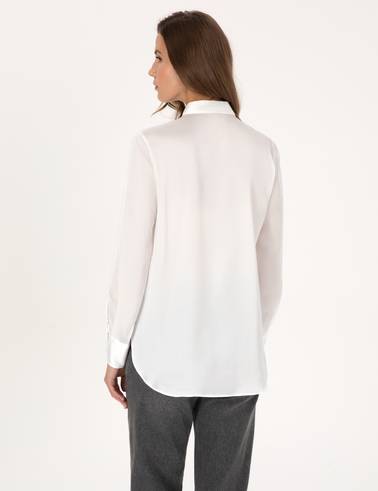 Ekru Comfort Fit Uzun Kollu Gömlek