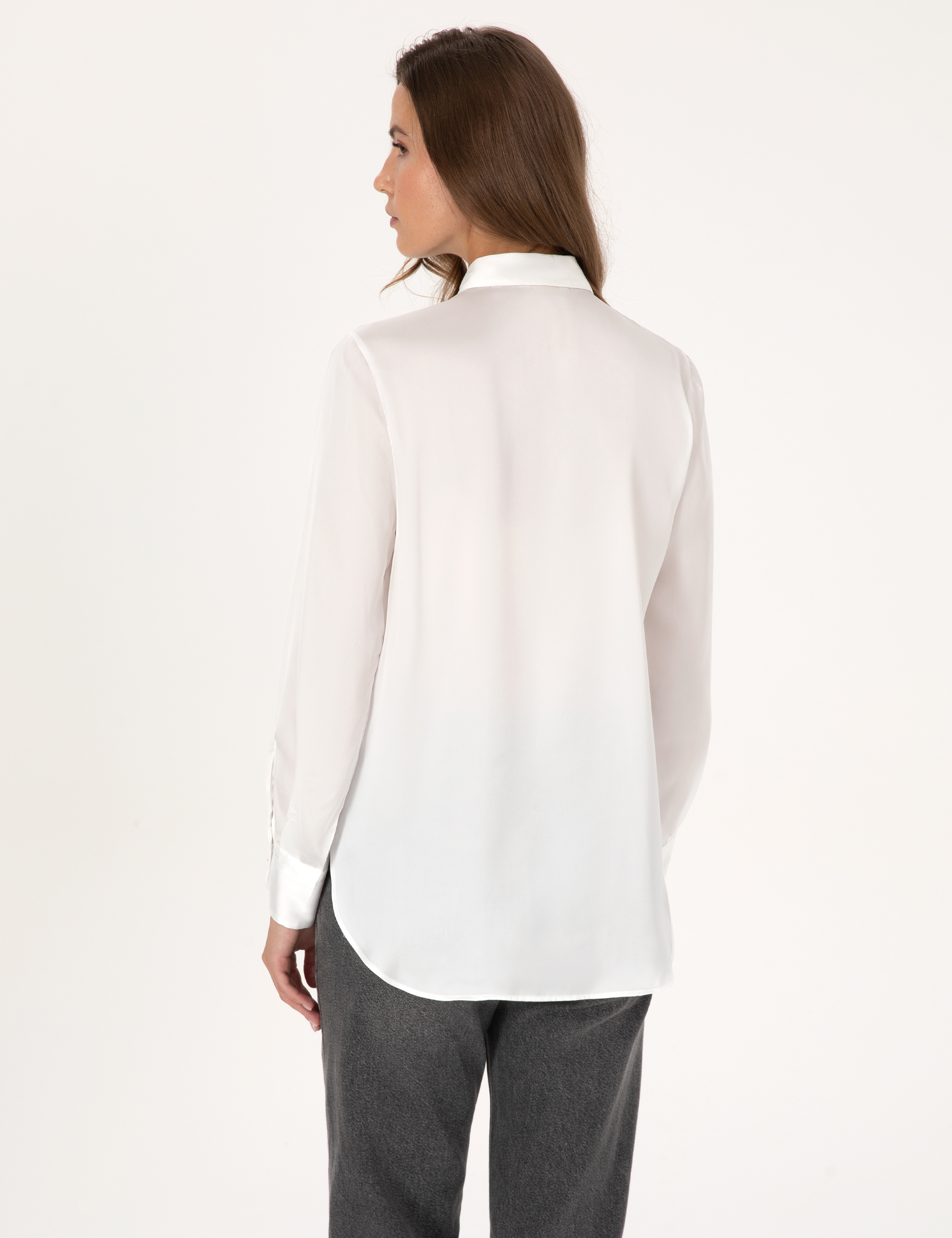 Ekru Comfort Fit Uzun Kollu Gömlek - Image 5