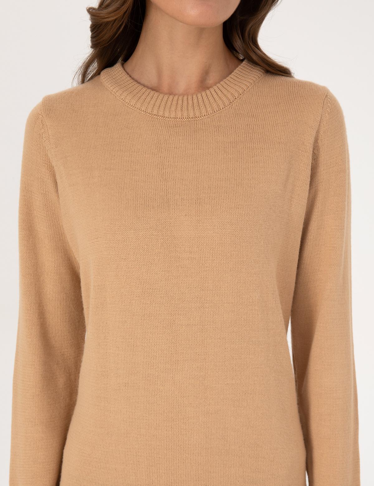 Bej Melanj Regular Fit Triko Elbise - 50300115008