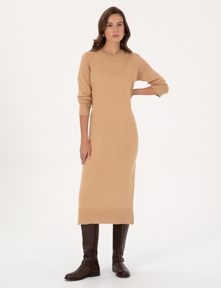 Bej Melanj Regular Fit Triko Elbise - 50300115008