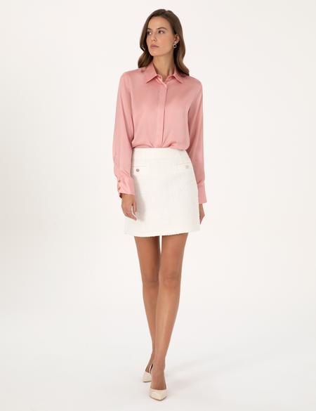 Pudra Comfort Fit Saten Uzun Kollu Gömlek - 50313588022
