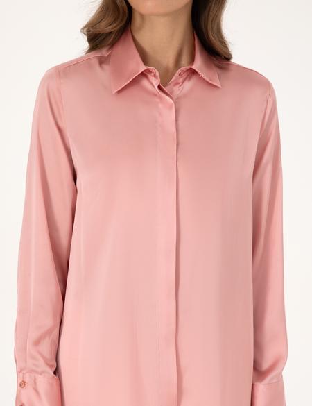 Pudra Comfort Fit Saten Uzun Kollu Gömlek - 50313588022
