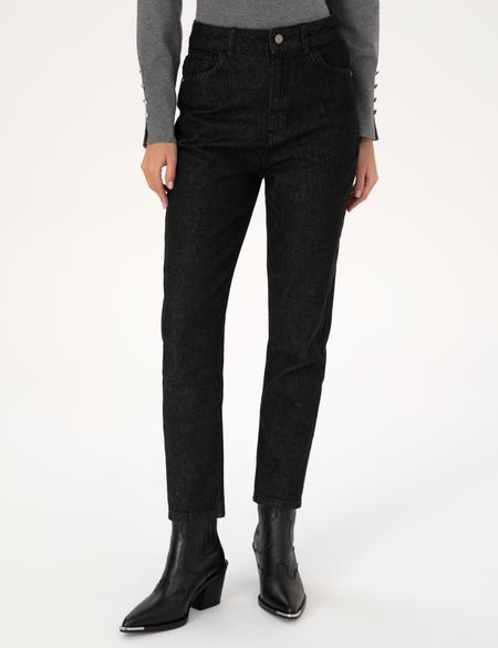 Siyah Mom High Waist Fit Jean Pantolon - 50313226002