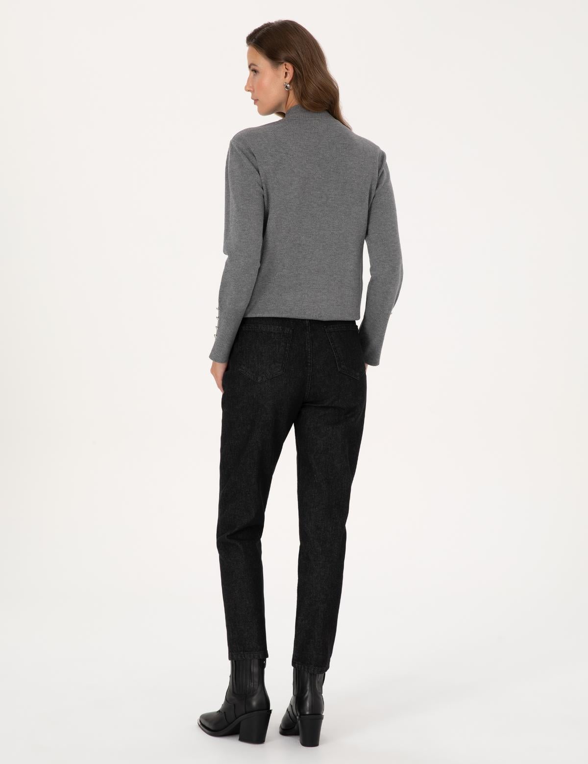 Siyah Mom High Waist Fit Jean Pantolon - 50313226002