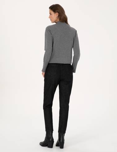 Siyah Mom High Waist Fit Jean Pantolon
