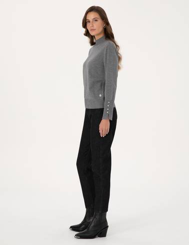 Siyah Mom High Waist Fit Jean Pantolon