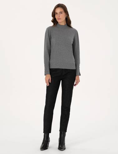 Siyah Mom High Waist Fit Jean Pantolon