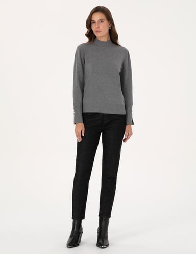 Siyah Mom High Waist Fit Jean Pantolon