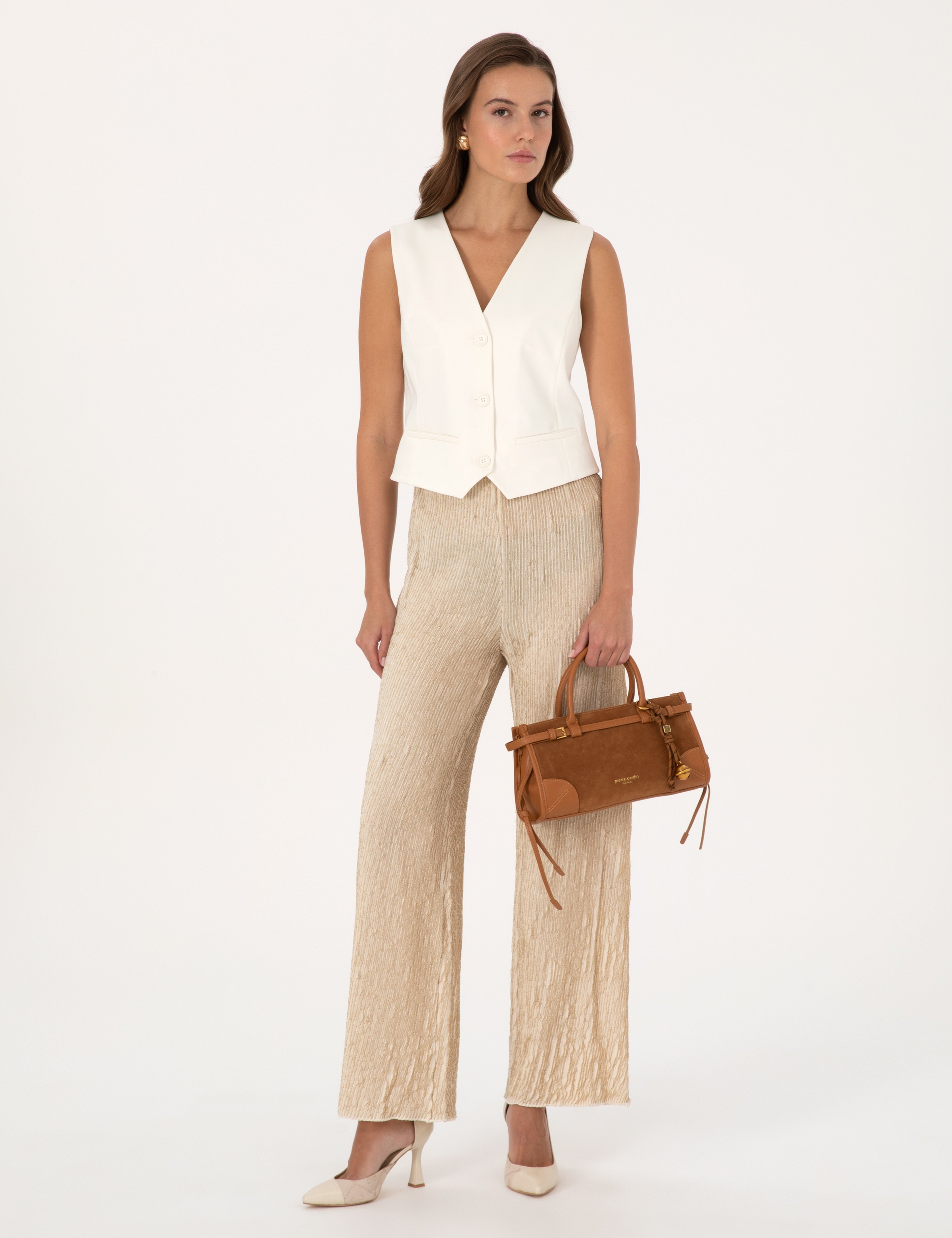 Krem Flare Fit Eşofman Altı