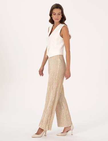 Krem Flare Fit Eşofman Altı