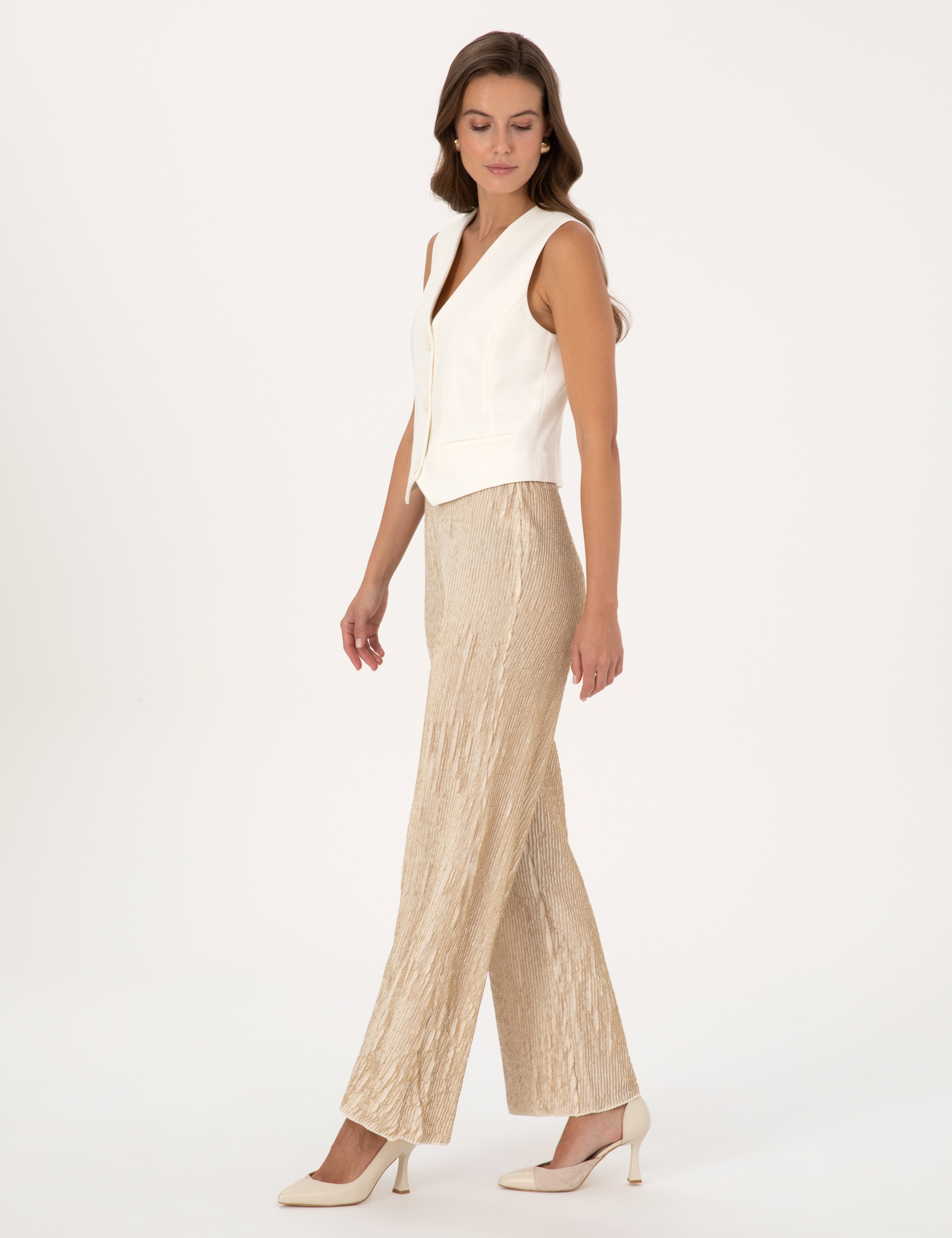 Krem Flare Fit Eşofman Altı