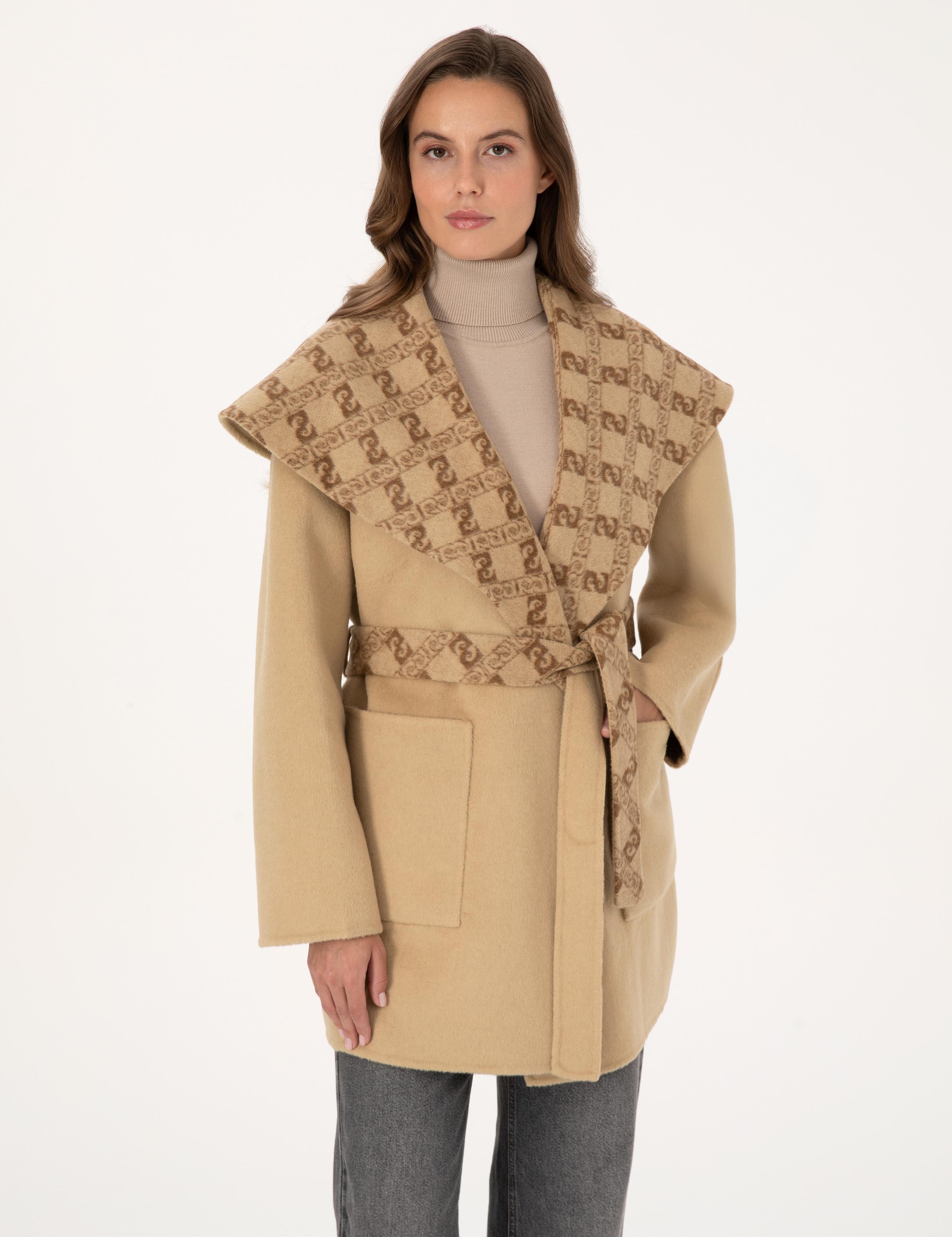 Bej Comfort Fit Kaşe Kaban