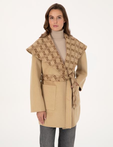 Bej Comfort Fit Kaşe Kaban - 50314281002