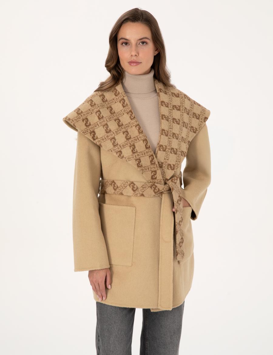 Bej Comfort Fit Kaşe Kaban