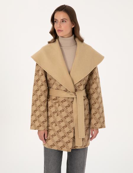 Bej Comfort Fit Kaşe Kaban - 50314281002