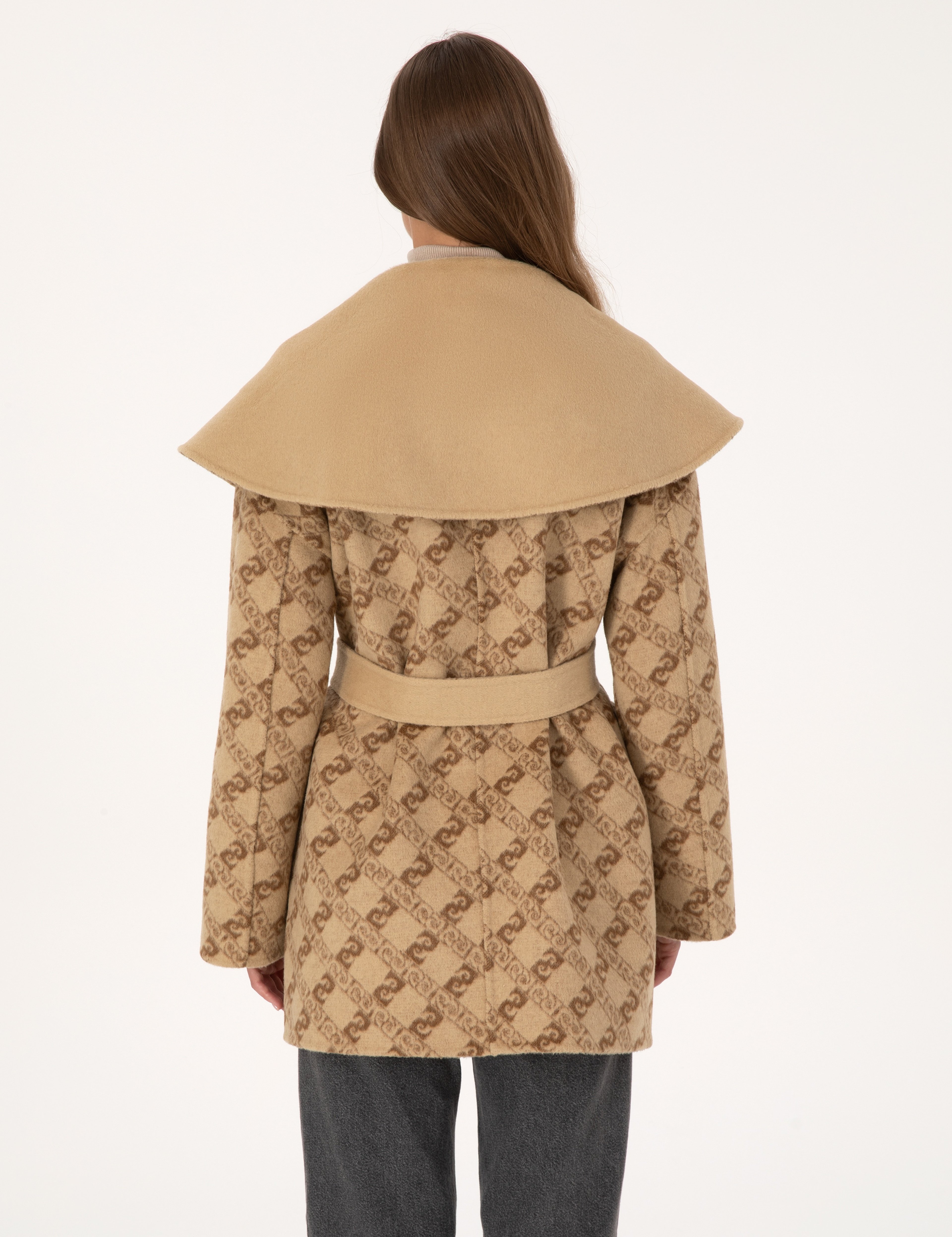 Bej Comfort Fit Yün Karışımlı Kaşe Kaban - Image 6