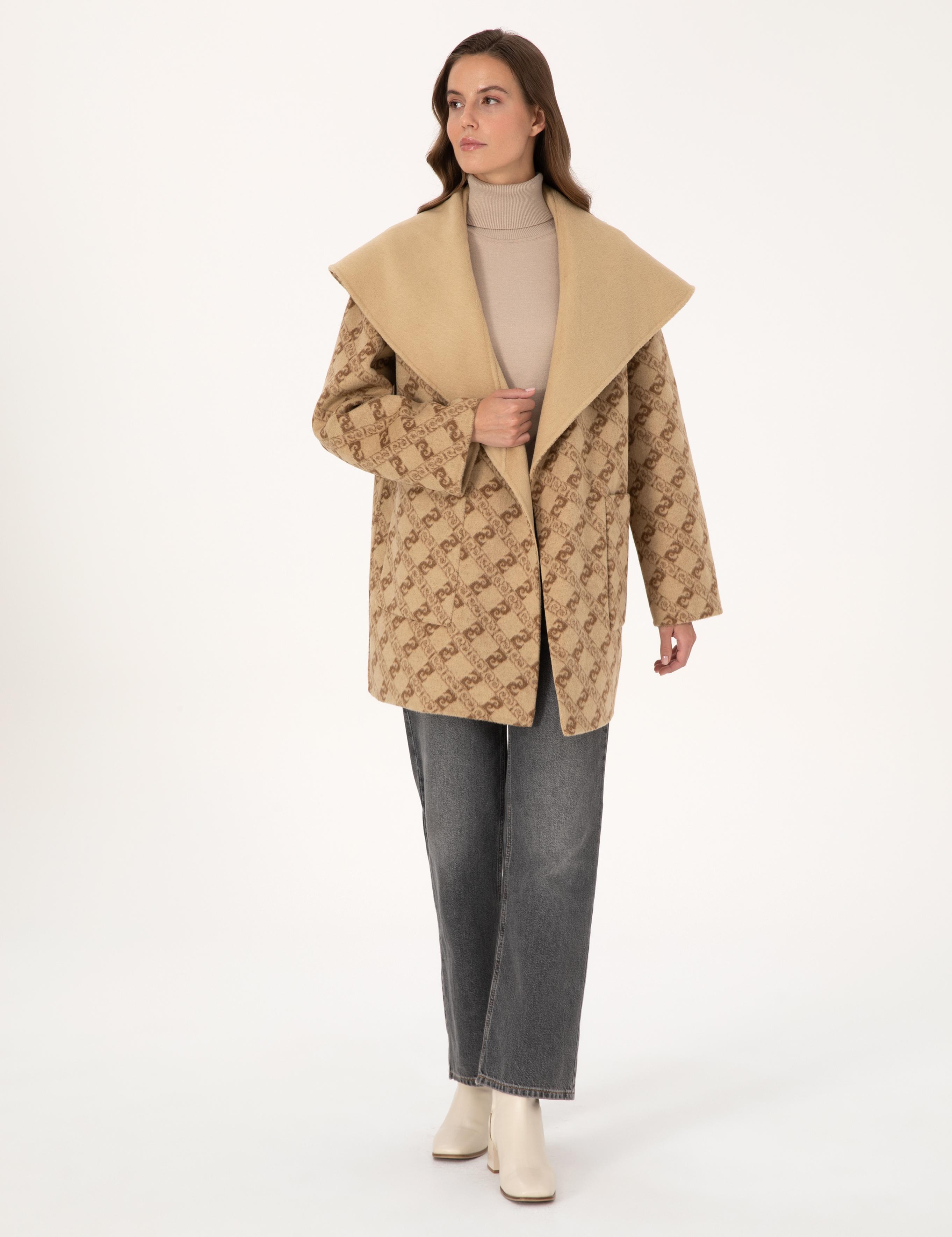 Bej Comfort Fit Kaşe Kaban