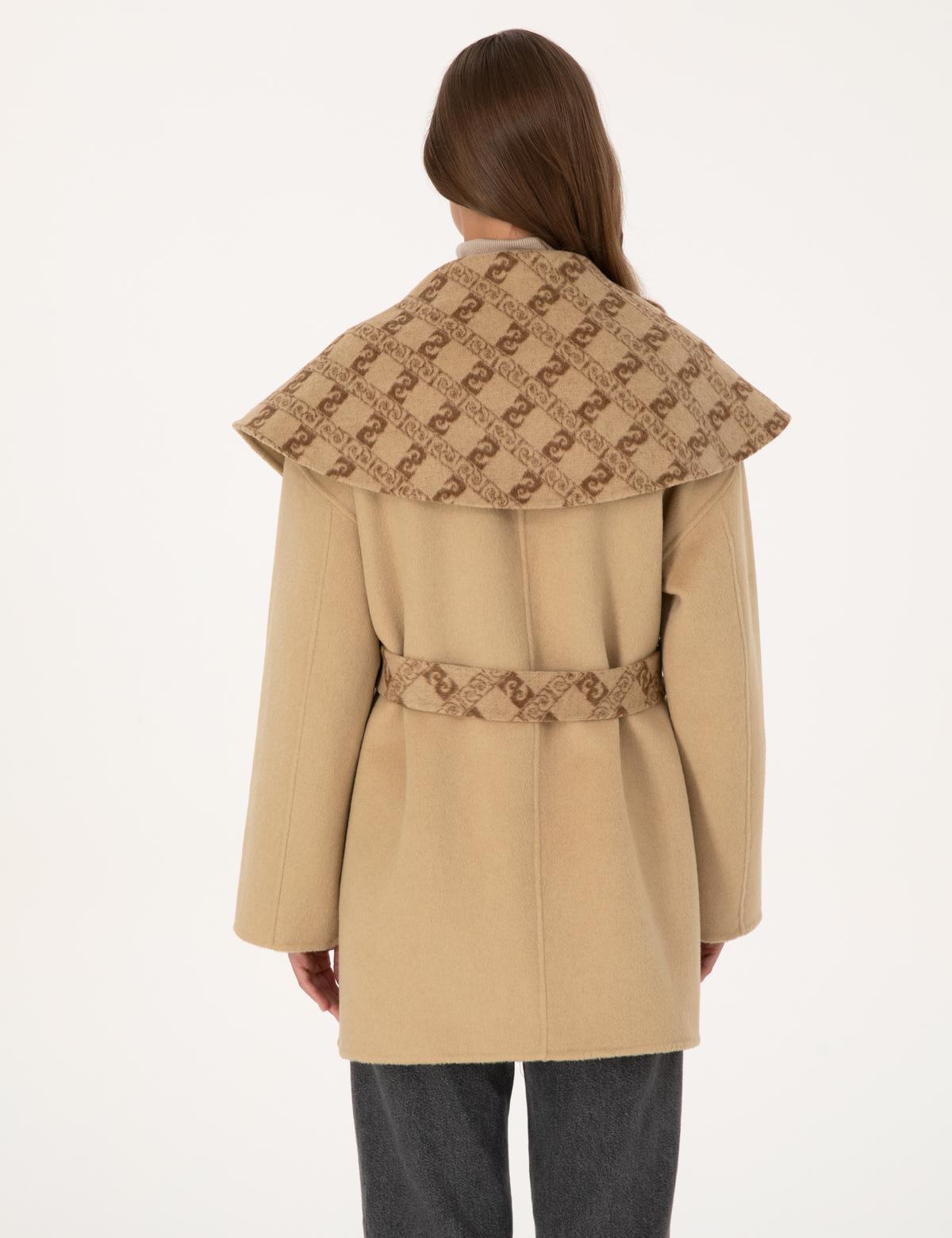 Bej Comfort Fit Kaşe Kaban - 50314281002