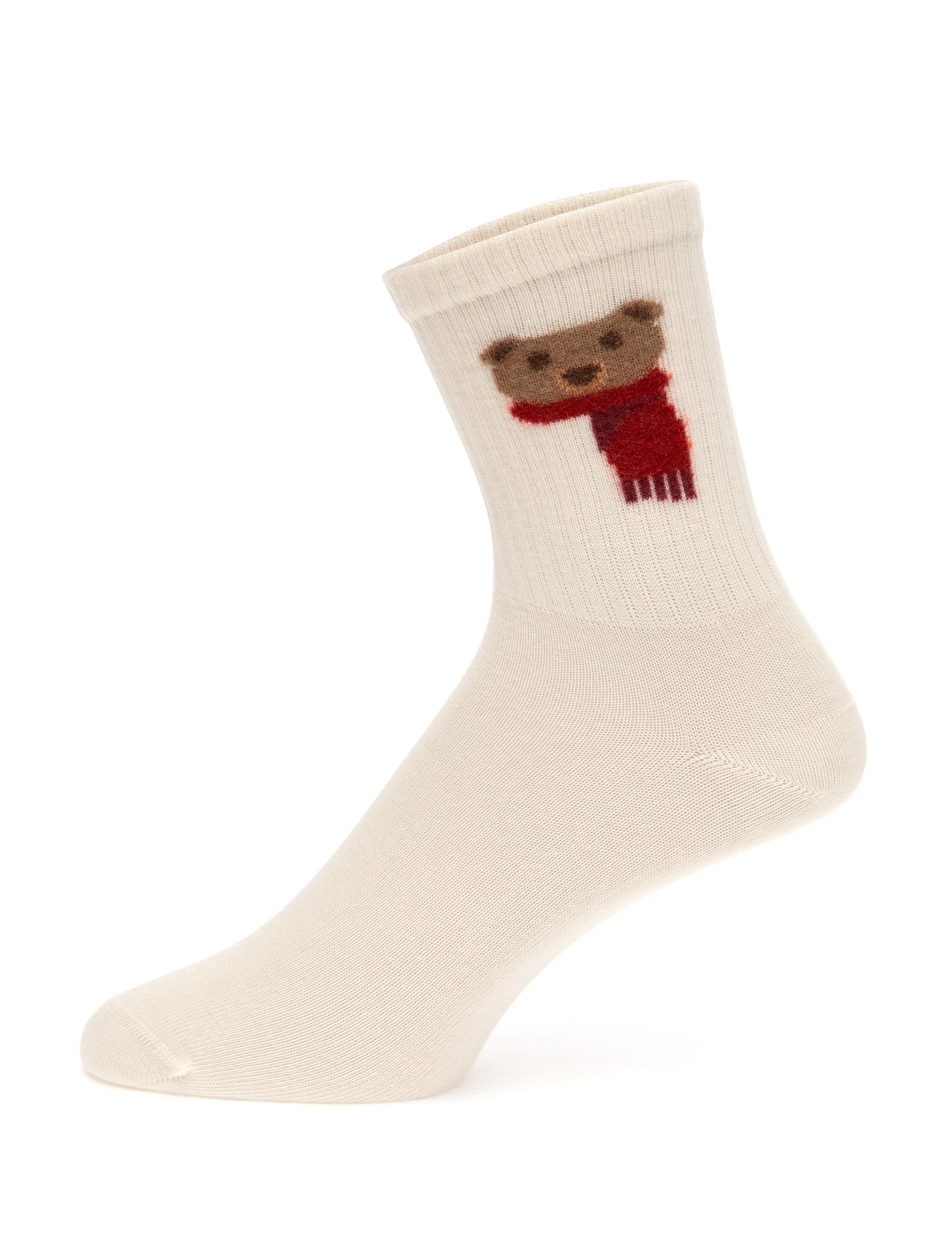 Kadın Ekru Soket Çorap