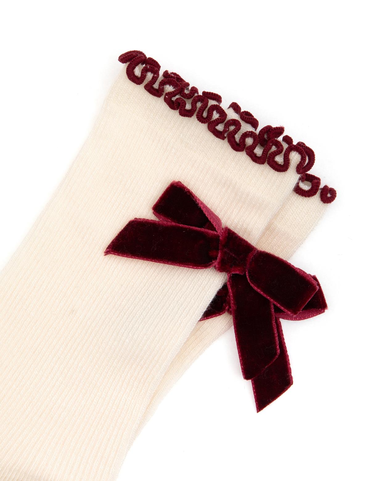 Kadın Bordo Soket Çorap - 50315961001