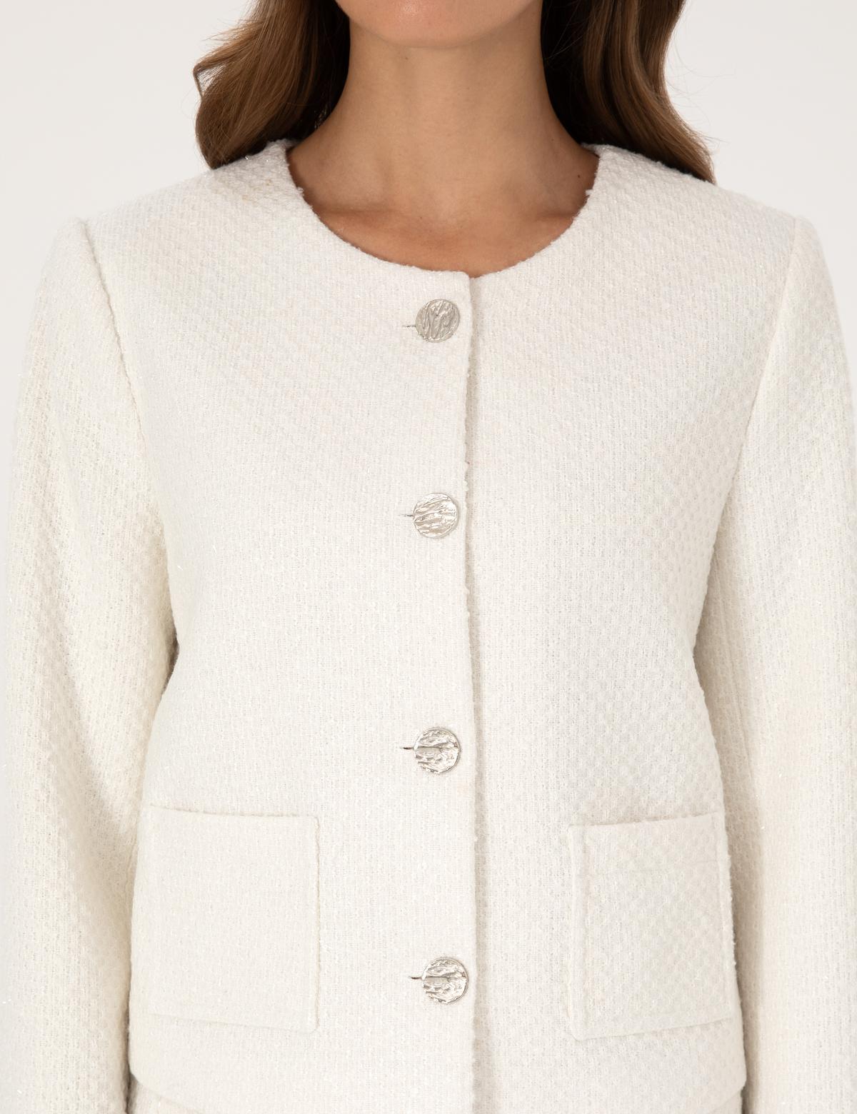 Ekru Crop Top Tüvit Ceket - 50319417005