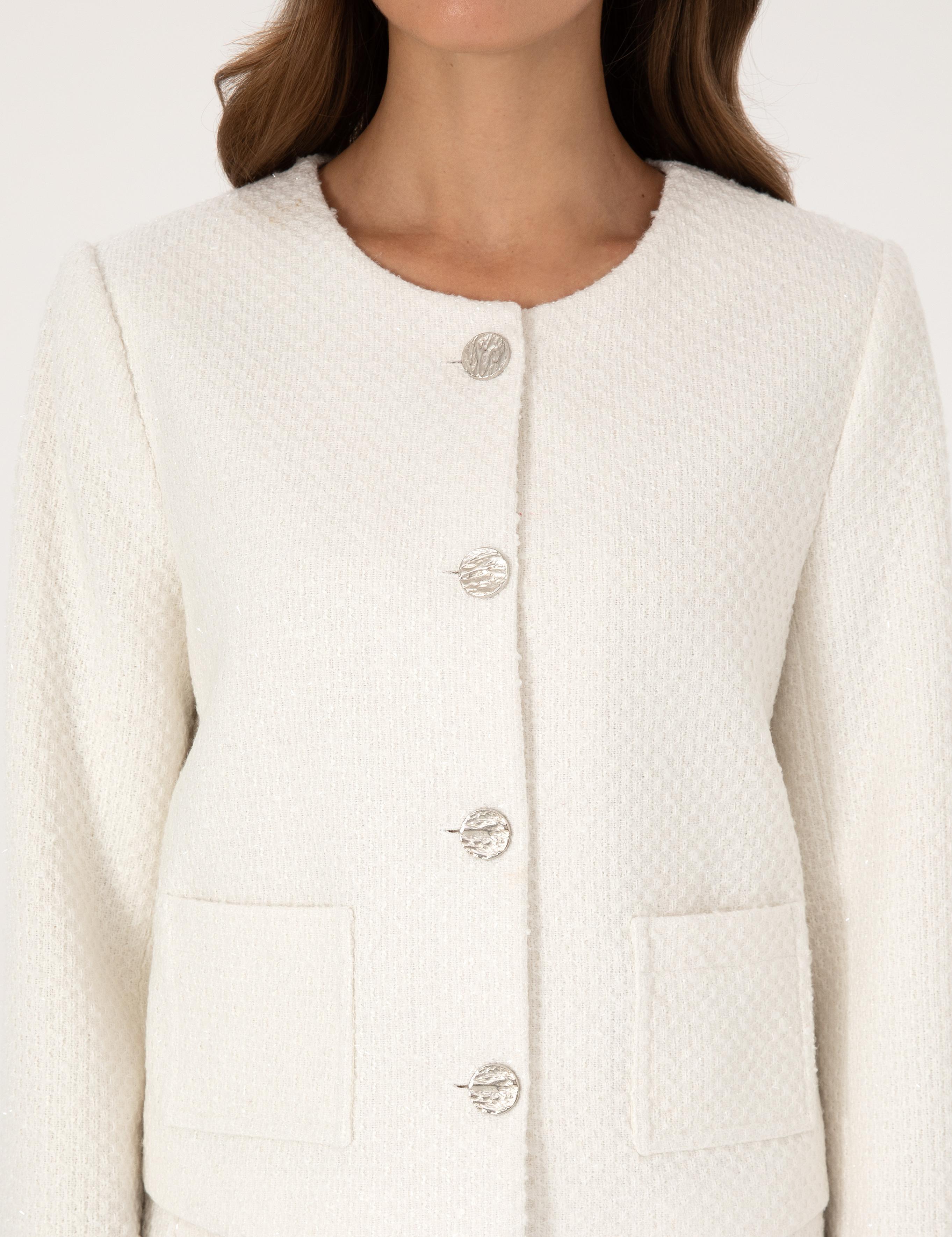 Ekru Crop Top Tüvit Ceket