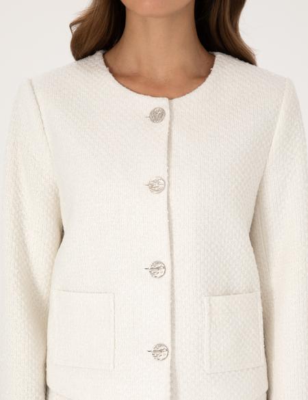 Ekru Crop Top Tüvit Ceket - 50319417005