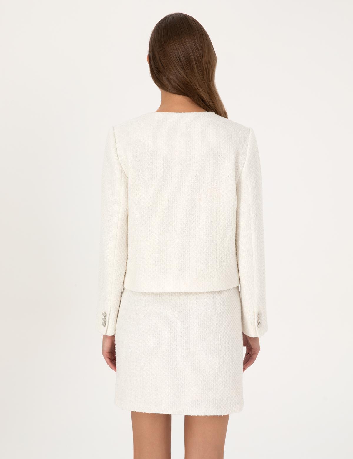 Ekru Crop Top Tüvit Ceket - 50319417005