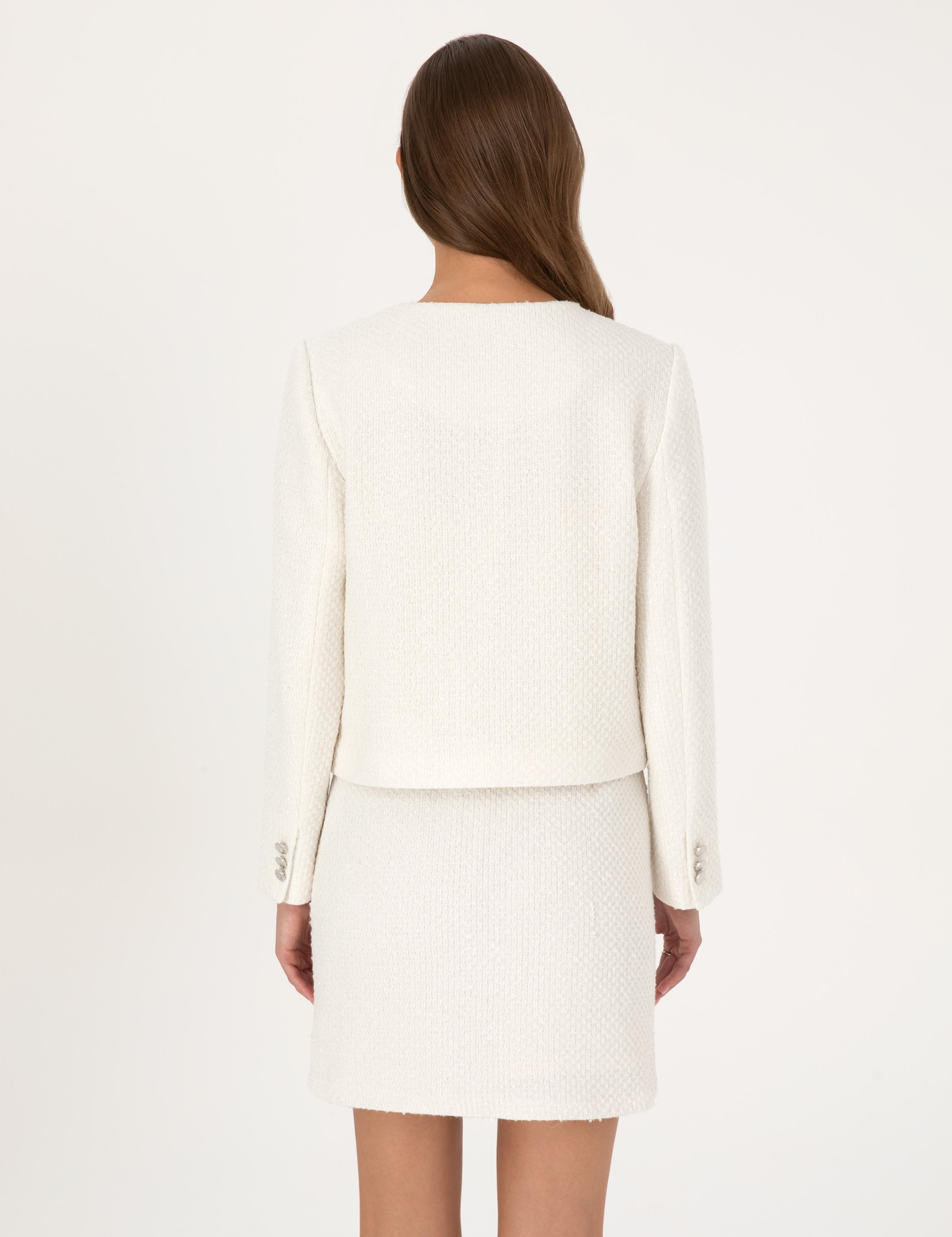 Ekru Crop Top Tüvit Ceket