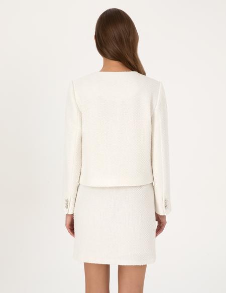 Ekru Crop Top Tüvit Ceket - 50319417005