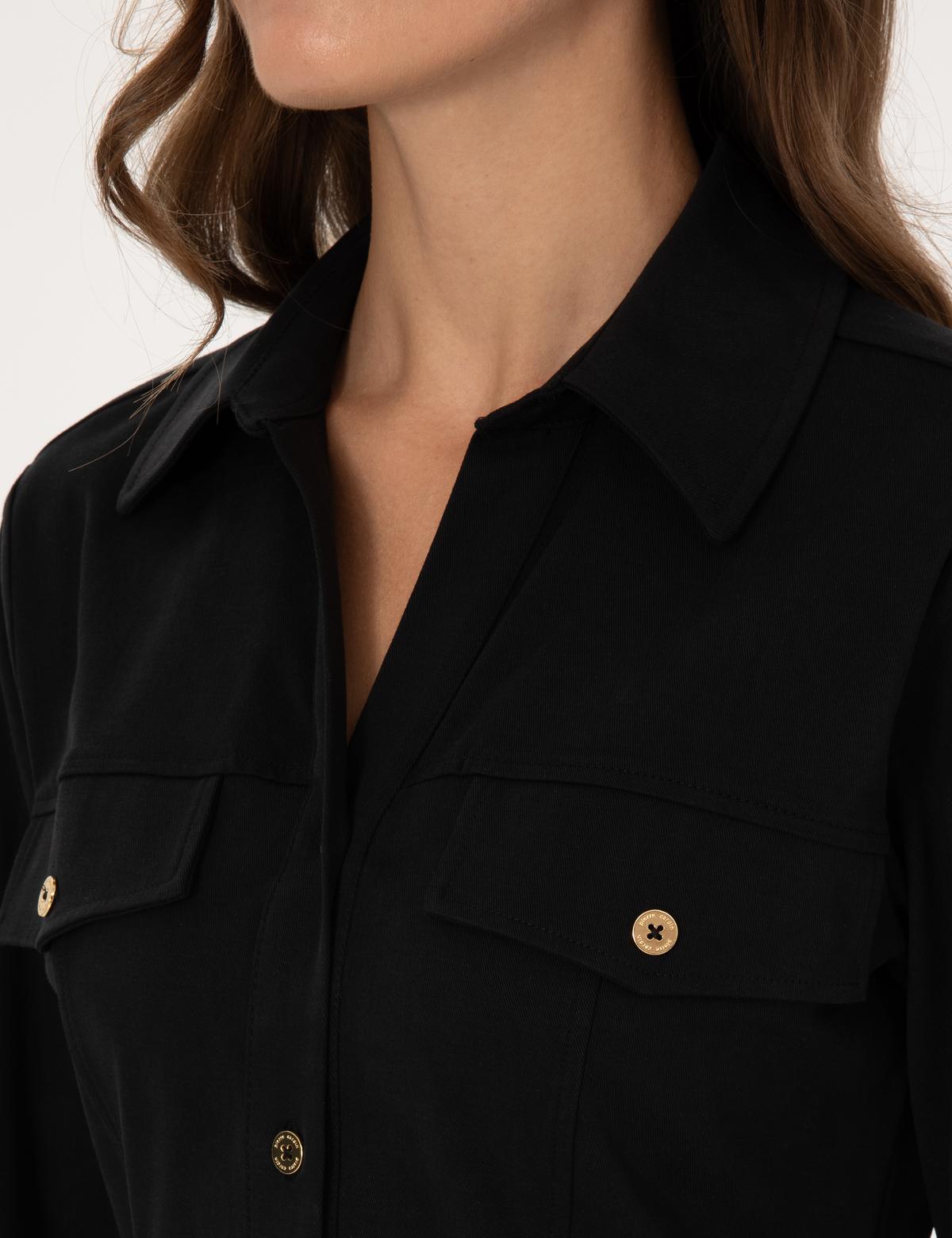 Siyah Regular Fit Dokuma Elbise - 50313302011