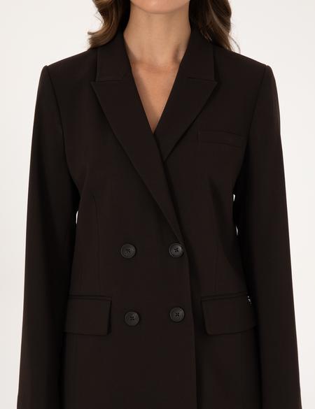 Koyu Kahverengi Regular Fit Kruvaze Ceket - 50318351007