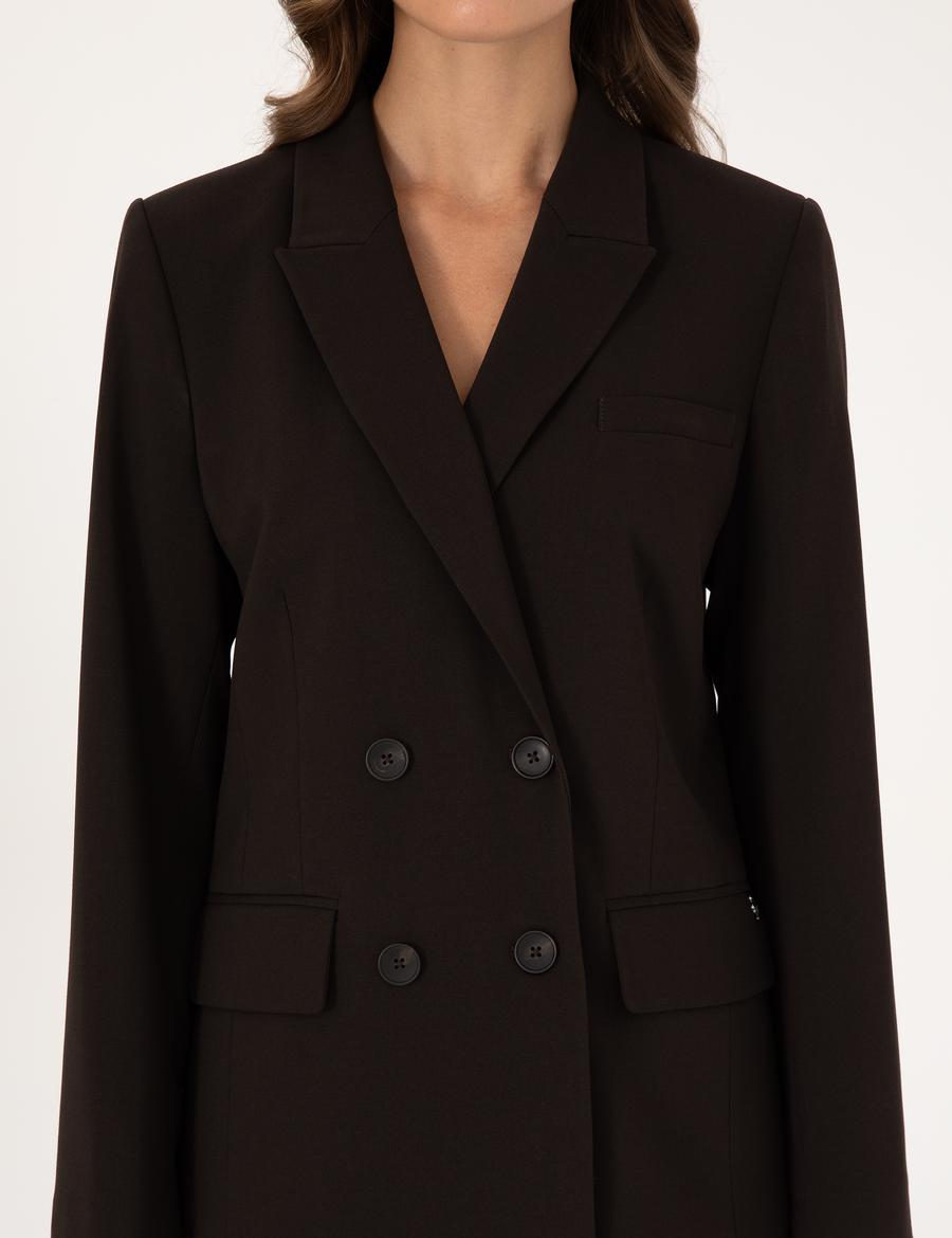 Koyu Kahverengi Regular Fit Kruvaze Ceket