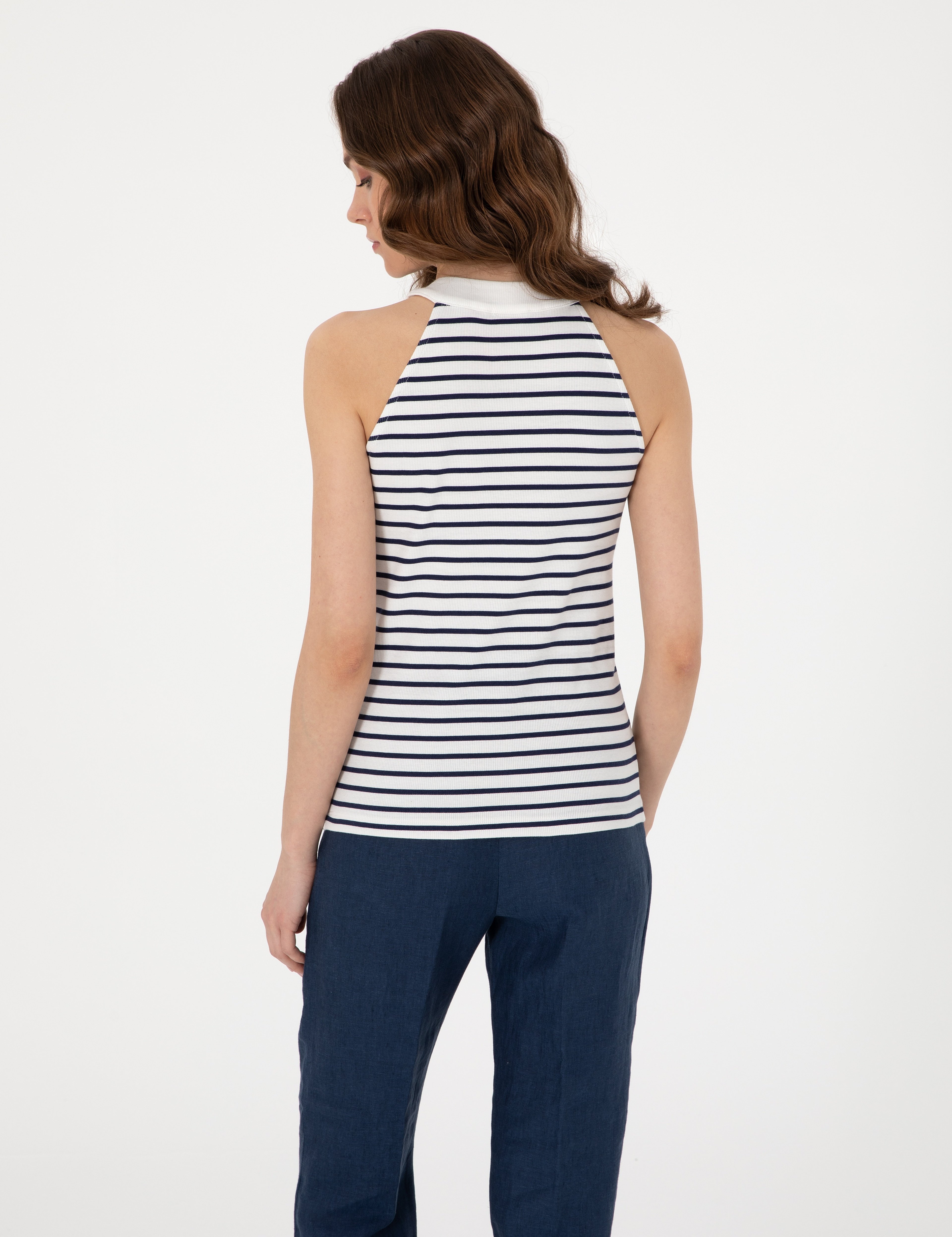 Lacivert Extra Slim Fit Örme Bluz - Image 5